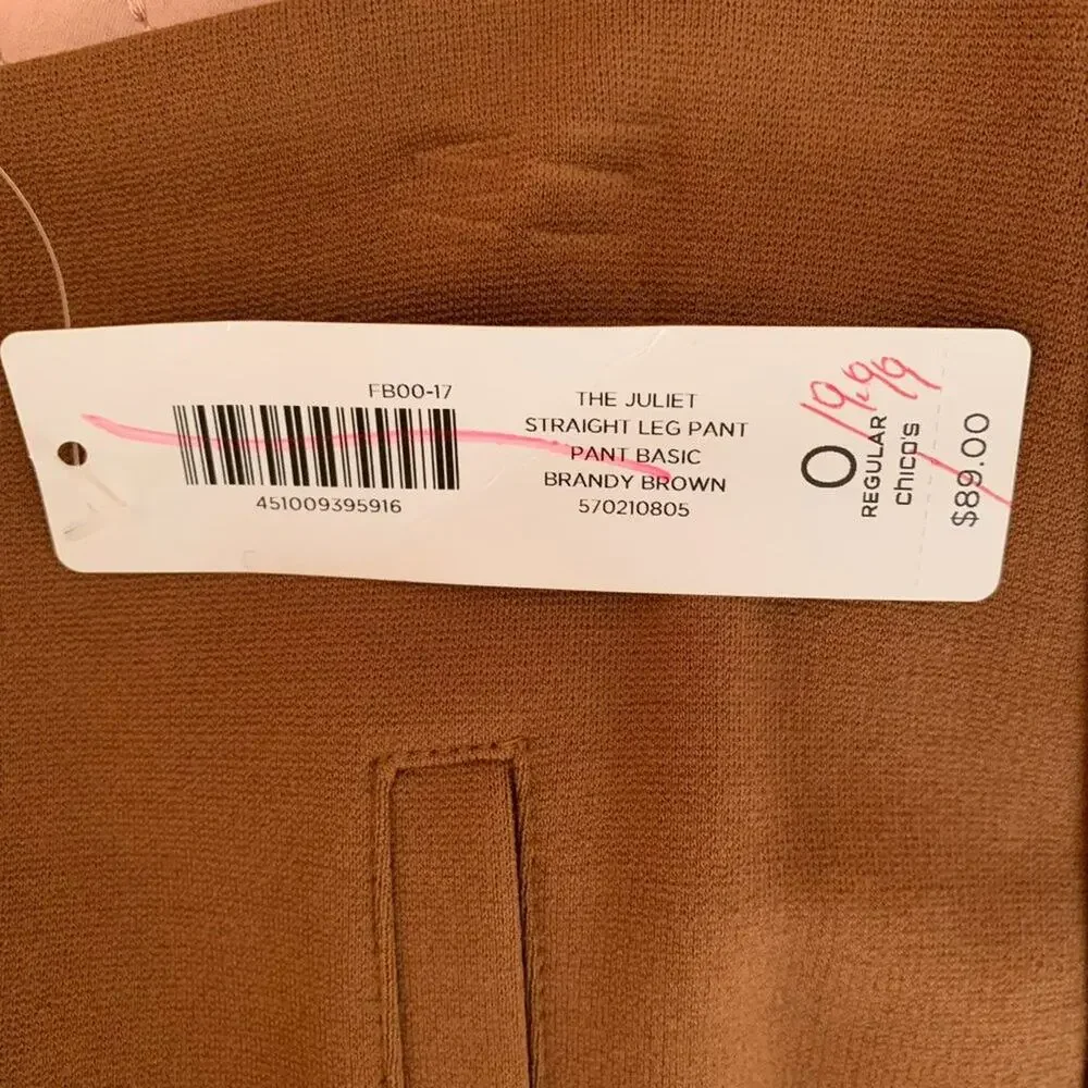 Chico's Womens Sz 6 Juliet Straight Leg Pants Ultimate Fit  Brown NWT - Picture 10 of 12